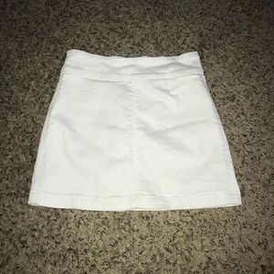 White jean back zip mini skirt